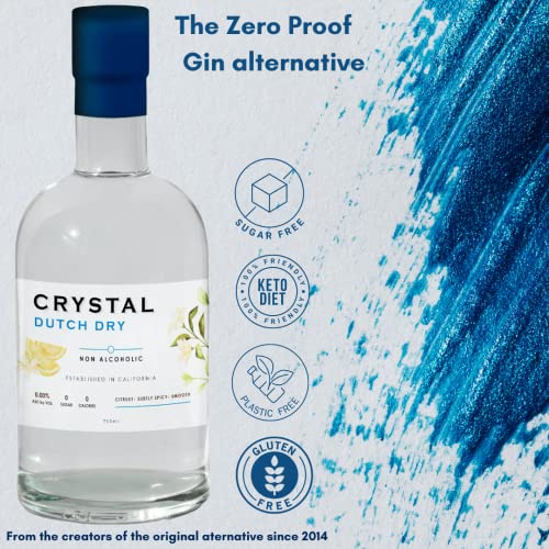 Crystal Dutch Dry Non- alcoholic zero proof spirit alternative premium beverage with zero sugar zero calories 0.00% alcohol gin replacement