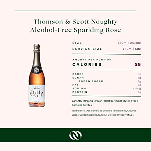 Thomson & Scott Noughty Non-Alcoholic Wine Sampler Bundle, Dealcoholized Rouge (Red Wine), Sparkling Chardonnay and Sparkling Rose, 750 ml each