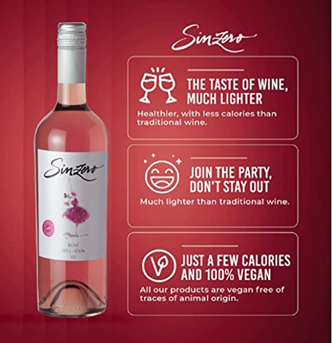 SINZERO Rose - Non Alcoholic Rose Wine - Low Calories, Vegan Suitable, 25.4 FlOz