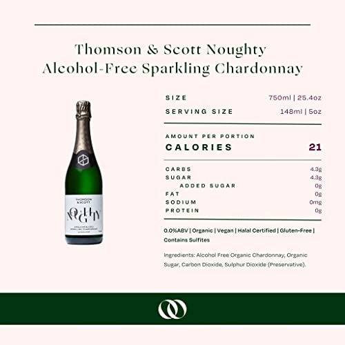 Thomson & Scott Noughty Non-Alcoholic Wine Sampler Bundle, Dealcoholized Rouge (Red Wine), Sparkling Chardonnay and Sparkling Rose, 750 ml each