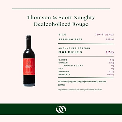 Thomson & Scott Noughty Non-Alcoholic Wine Sampler Bundle, Dealcoholized Rouge (Red Wine), Sparkling Chardonnay and Sparkling Rose, 750 ml each