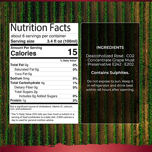 SINZERO Rose - Non Alcoholic Rose Wine - Low Calories, Vegan Suitable, 25.4 FlOz