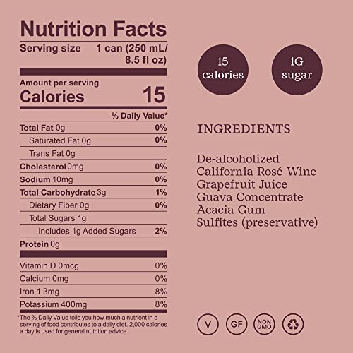 Sparkling Rosé Cans, Non-Alcoholic California Wine Mocktail (Pack of 4)