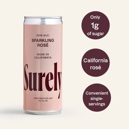Sparkling Rosé Cans, Non-Alcoholic California Wine Mocktail (Pack of 4)