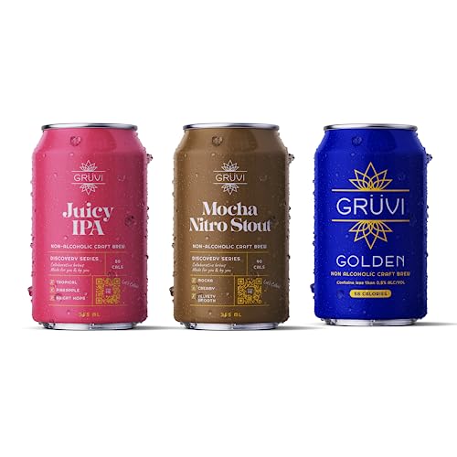 Gruvi Non-Alcoholic Beer Variety Pack - 12 fl oz, 0.5% ABV