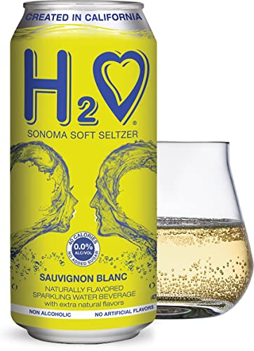 H2O (New Vintage) The World’s First California Wine-Infused Sparkling Refreshment, 0.0% Non-Alcoholic, (Sauvignon Blanc, Pack of 12 - 16 Fl oz Can)