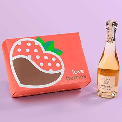 A Gift Inside 6 Chocolatey Covered Love Berries Strawberries with Sparkling Alcohol-Free Rose Brut