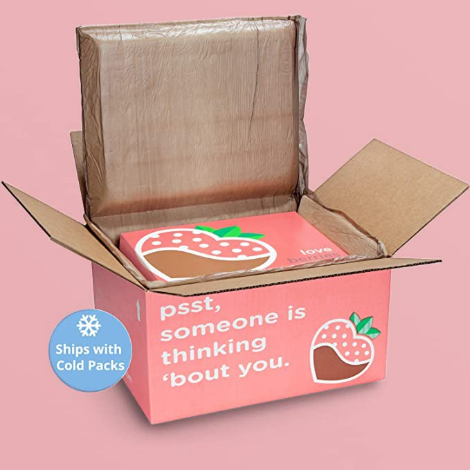 A Gift Inside 6 Chocolatey Covered Love Berries Strawberries with Sparkling Alcohol-Free Rose Brut