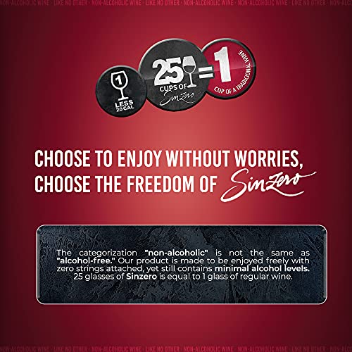 SINZERO Cabernet Sauvignon - Premium Non Alcoholic Red Wine Low Calories, Vegan Suitable , 25.4 FlOz