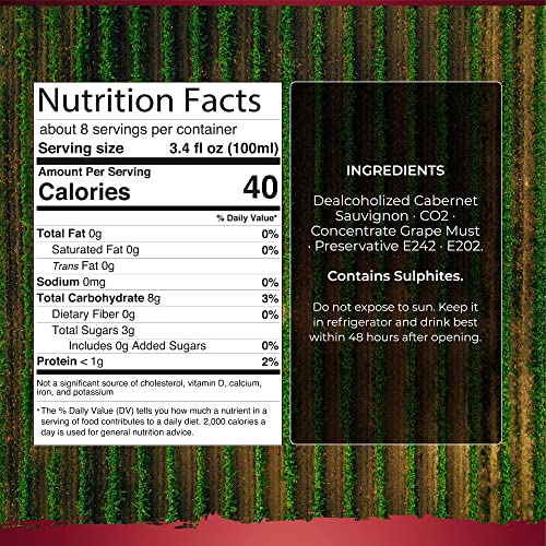 SINZERO Cabernet Sauvignon - Premium Non Alcoholic Red Wine Low Calories, Vegan Suitable , 25.4 FlOz