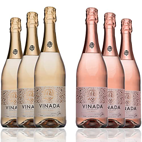 VINADA - Sparkling Gold & Rosé Variety Pack - Zero Alcohol Wine - 750 mL (6 Glass Bottles)