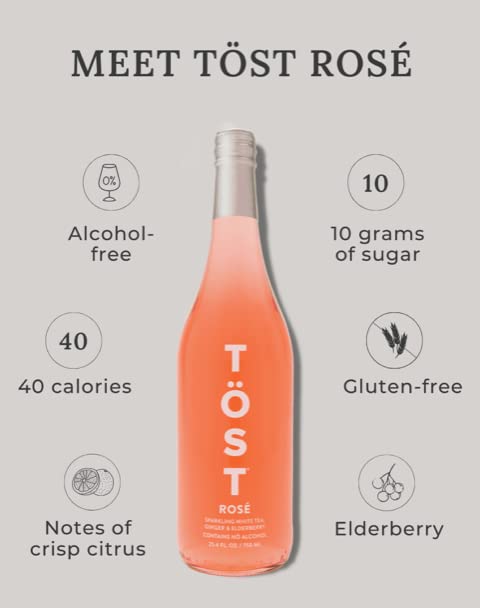 TÖST ROSÉ Sparkling Beverage, 25.4 Fl Oz (Pack of 3)