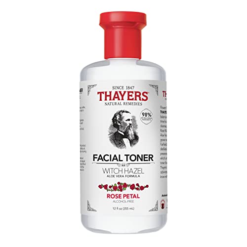 Thayers Alcohol-Free, Hydrating Rose Petal Witch Hazel Facial Toner with Aloe Vera Formula, Vegan, Dermatologist Tested and Recommended, 12 Ounce
