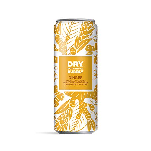 DRY Non-Alcoholic Botanical Bubbly |Ginger | Sparkling and ready to sip or Use as a Mocktail Mixer |Less Sweet, All Natural Ingredients, Non-GMO | Sophisticatedly zero-proof, 12 Fl Oz (Pack of 12)