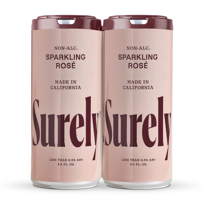 Sparkling Rosé Cans, Non-Alcoholic California Wine Mocktail (Pack of 4)
