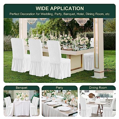 White Stretch Chair Covers for Wedding - Set of 2