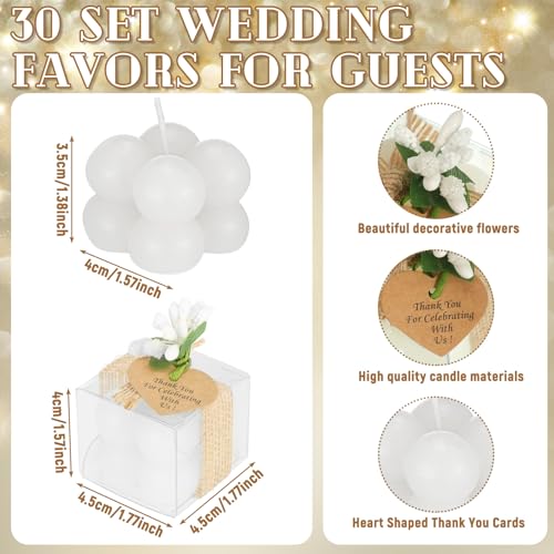30 Mini Wedding Favor Candle Sets with Thank You Cards