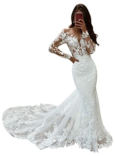 Elegant Lace Mermaid Wedding Dress for Beach Brides