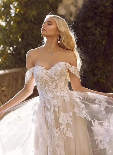 Chic Off-Shoulder Lace Wedding Dress for Brides