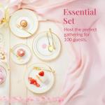 600-Piece Elegant Disposable Dinnerware Set for Weddings