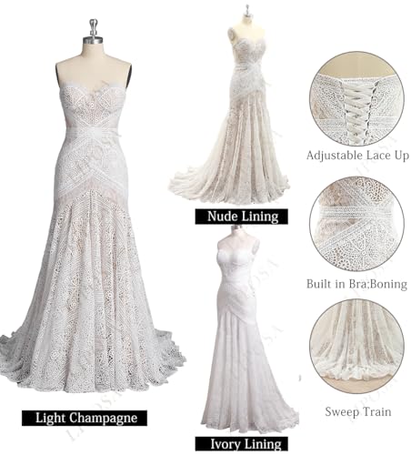 Bohemian Mermaid Wedding Dress with Detachable Sleeves