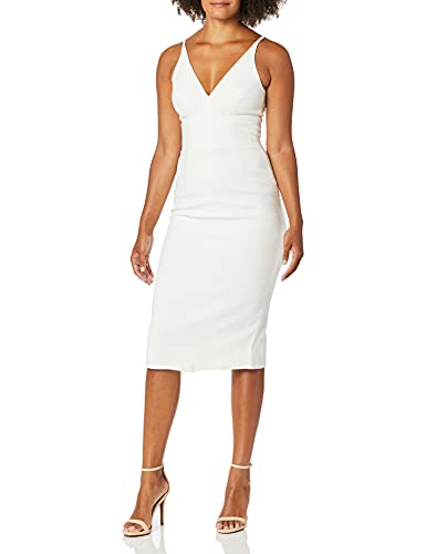 Off White Sleeveless Midi Sheath Dress