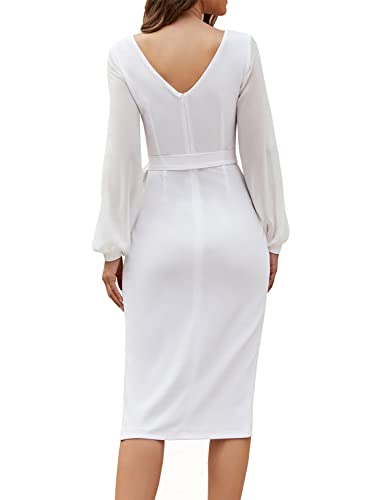 Petite Elegant V-Back White Wedding Guest Dress