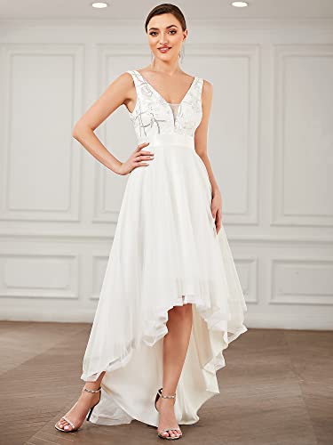 Cream Chiffon Short Sleeve Wedding Guest Dress