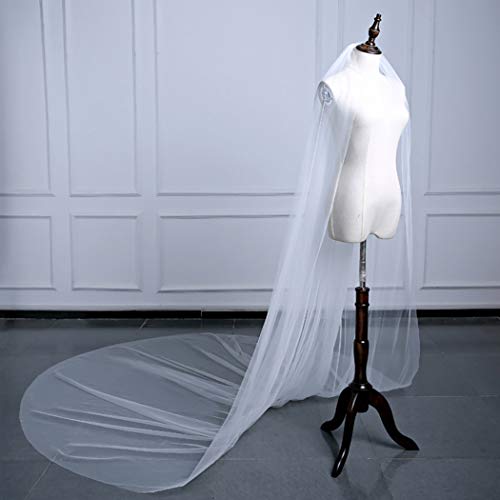 Ursumy Long Bridal Cathedral Veil in White