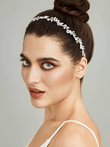 Silver Rhinestone Bridal Headband for Weddings
