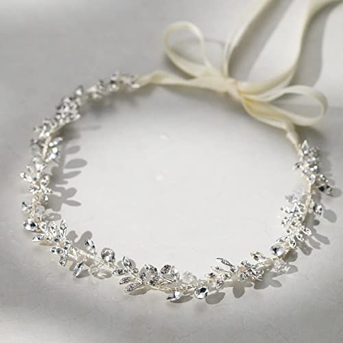Silver Rhinestone Bridal Headband for Weddings