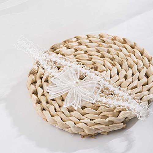 White Lace Wedding Garter with Pearl Butterfly