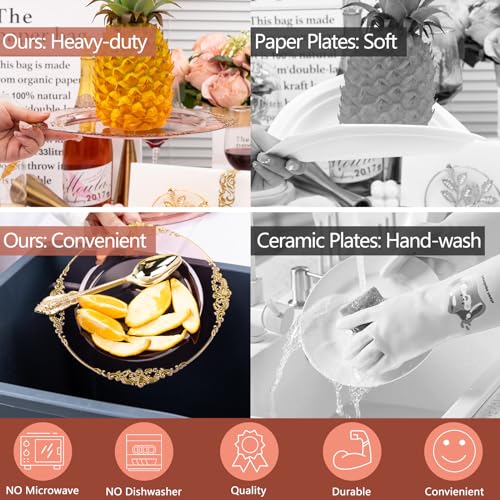 Rose Gold Plastic Plates Set - 175 Pieces