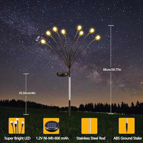 6-Pack Warm White Solar Firefly Garden Lights