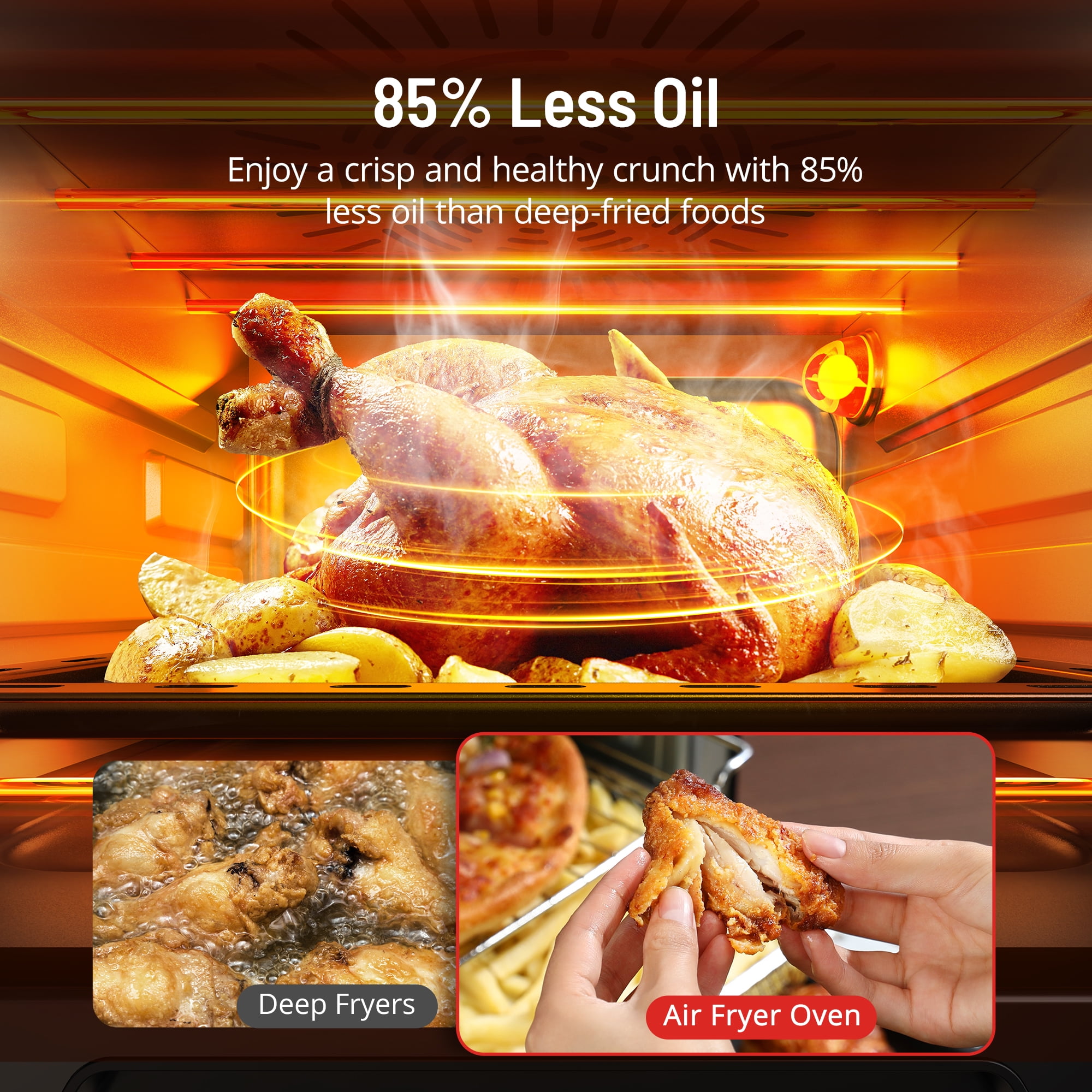 26 QT Air Fryer Toaster Oven with 100 Recipes