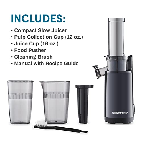 Elite Gourmet Compact Masticating Slow Juicer
