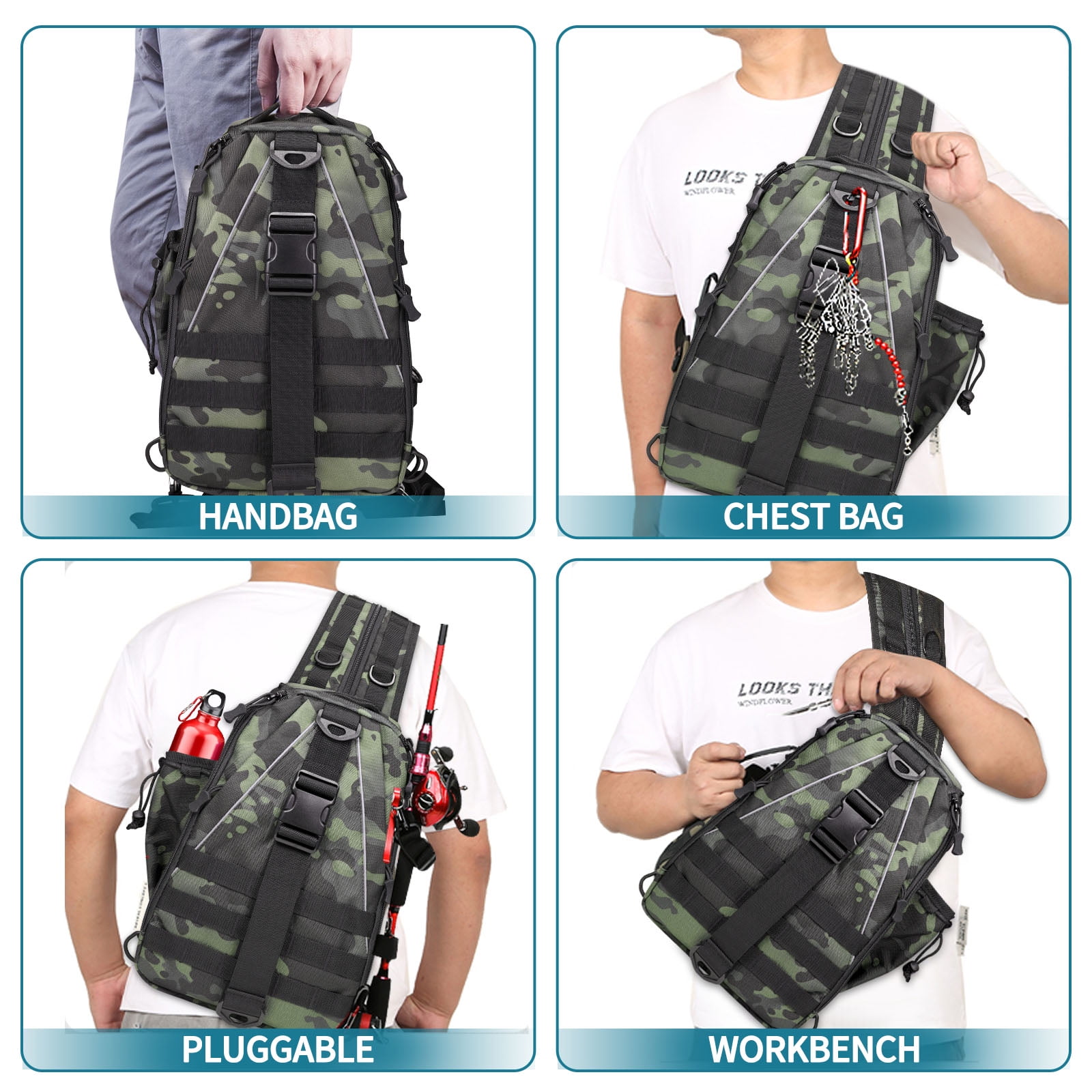 Water-Resistant Fishing Backpack with Rod Holder