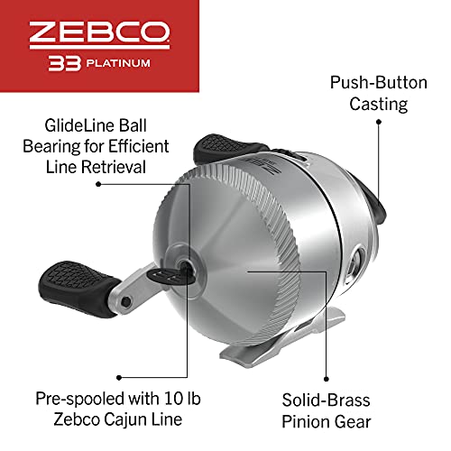 Zebco 33 Platinum Spincast Fishing Reel Silver