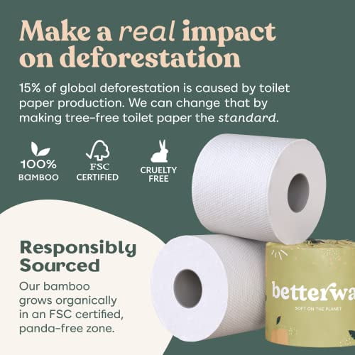 Eco-Friendly Bamboo Toilet Paper - 12 Double Rolls
