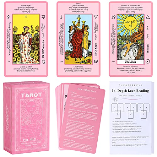 Beginner's Pink Tarot Cards with Meanings & Guidebook