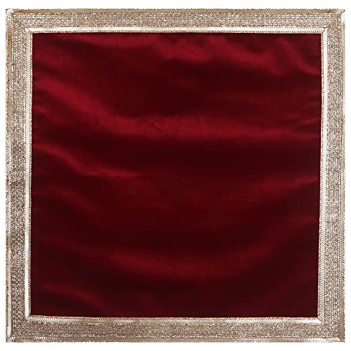 Red Velvet Pooja Cloth with Golden Border