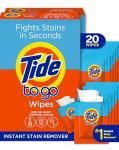 Tide To Go Instant Stain Remover Wipes, 20 Count