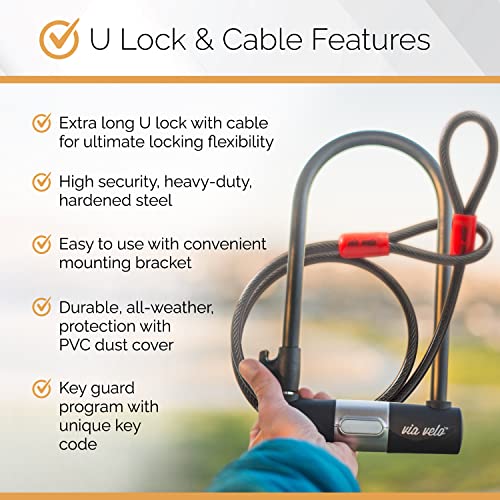 Via Velo 2 Electric Bike Lock Set, Heavy-Duty