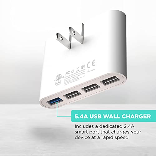 iHome Slim Multiport USB Wall Charger 4 Ports