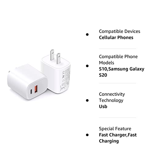 2-Pack 20W Dual Port USB C Fast Charger