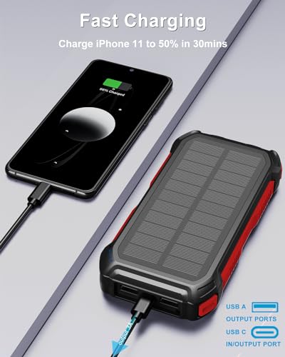Hiluckey 26800mAh Solar Power Bank with USB-C