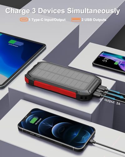 Hiluckey 26800mAh Solar Power Bank with USB-C