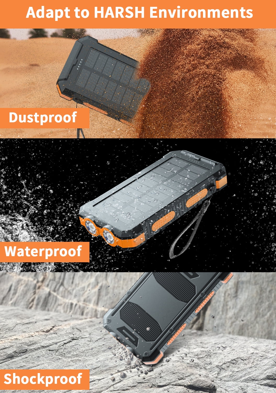 Durecopow 30000mAh Solar Power Bank for Phones