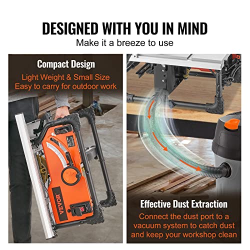 VEVOR 10-Inch Jobsite Table Saw with Miter Gauge