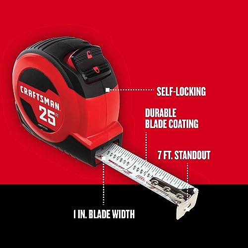 25-Ft Craftsman Tape Measure with Fraction Marks